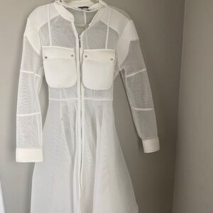 White Mesh Jacket Dress
